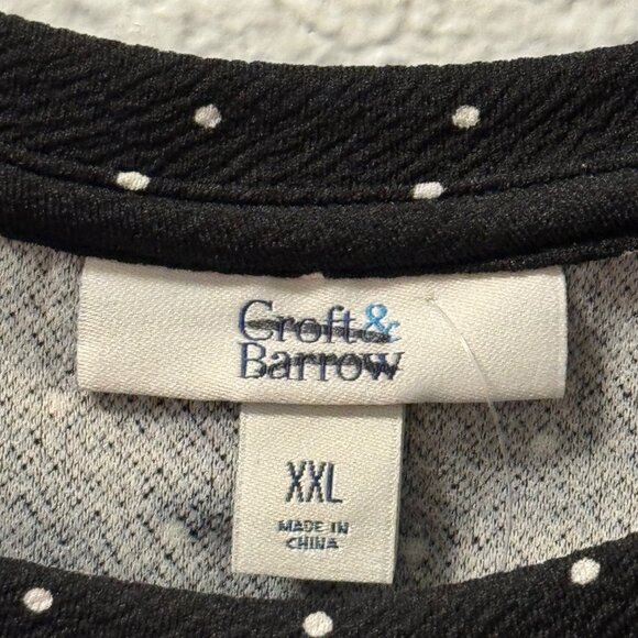 Groft & Barrow Blouse Sz XXL Black Sleeveless Top With White Dots top - Picture 3 of 12